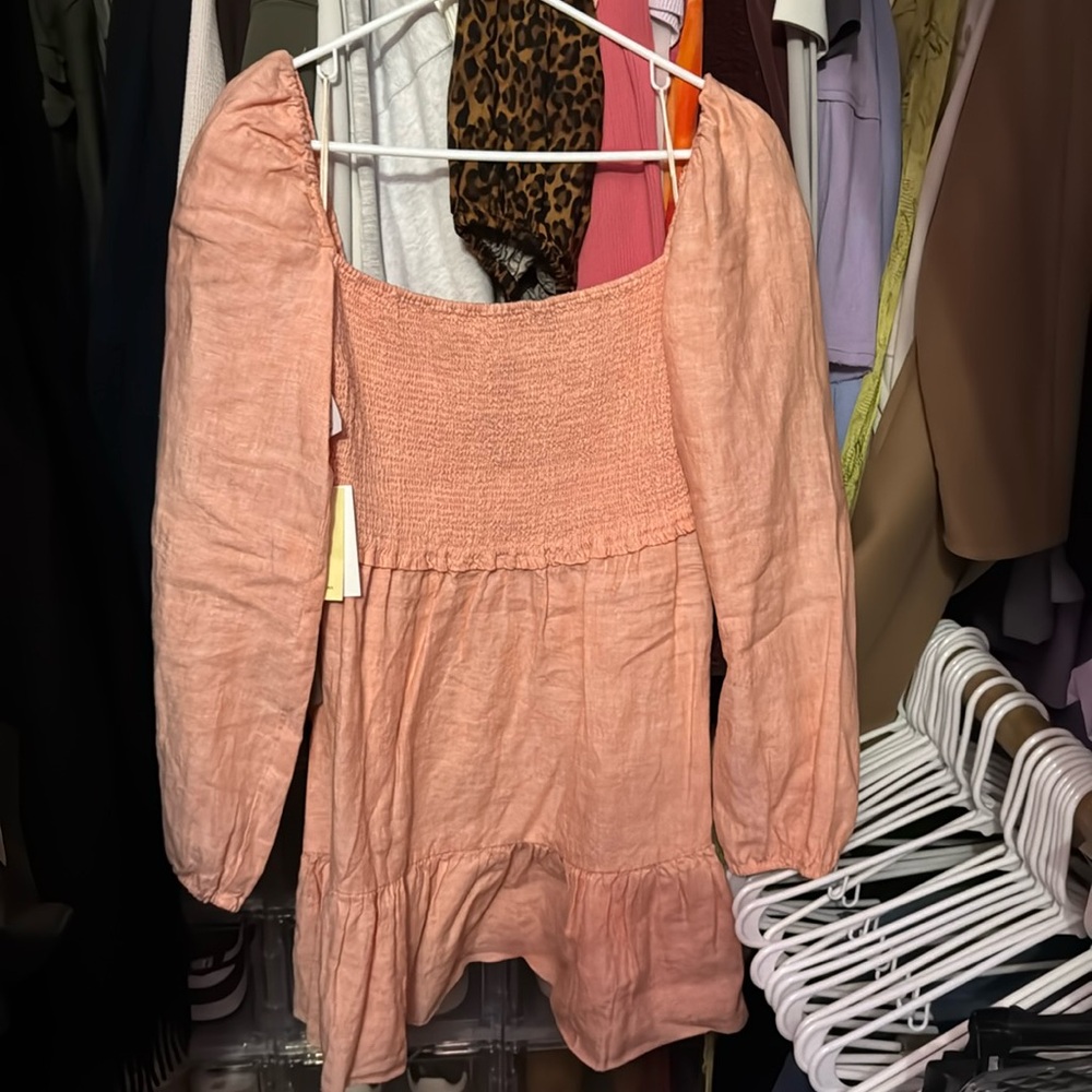 Aritzia Peach Long Sleeve Dress
